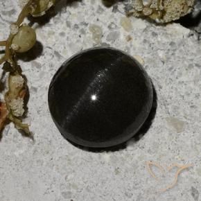 2.12 ct Black Cat's Eye Scapolite Stone, Natural Cat's Eye Scapolite in Round Cabochon Shape for Sale