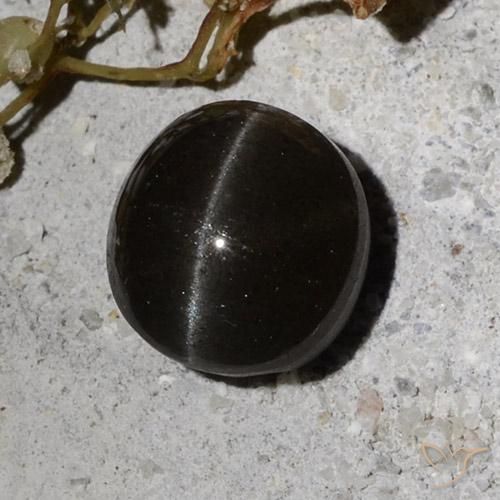 2.34 ct Black Cat's Eye Scapolite Stone, Natural Cat's Eye Scapolite in Round Cabochon Shape for Sale