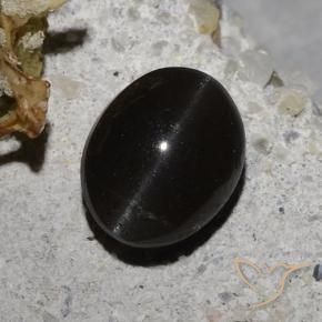 2.35 ct Black Cat's Eye Scapolite Stone, Natural Cat's Eye Scapolite in Oval Cabochon Shape for Sale