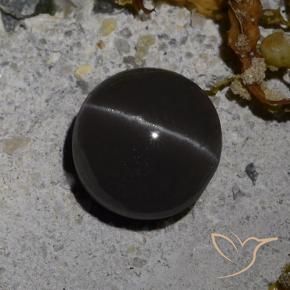 3.08 ct Black Cat's Eye Scapolite Stone, Natural Cat's Eye Scapolite in Round Cabochon Shape for Sale