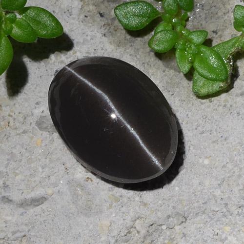 Scapolite effetto occhio di gatto Ovale cabochon da 3 ct dal Madagascar, dimensione 9,7 x 7,1mm, purezza Translucent, pietra preziosa naturale non trattati, Scapolite effetto occhio di gatto 1pc in colore Nero, durezza Mohs di 5,5 - 6, Photo A