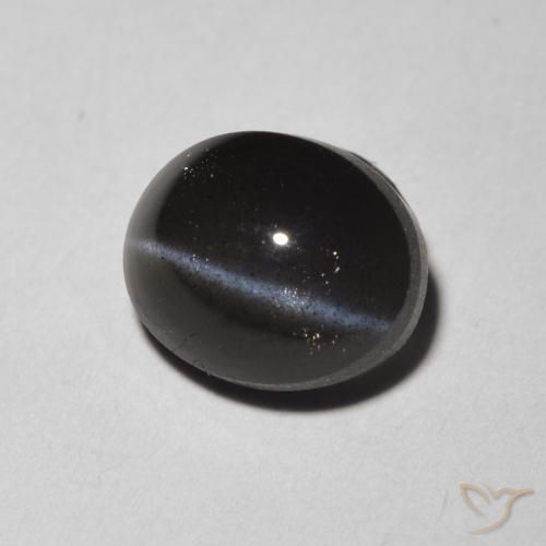 1.47 ct Black Cat's Eye Scapolite Stone, Natural Cat's Eye Scapolite in Oval Cabochon Shape for Sale