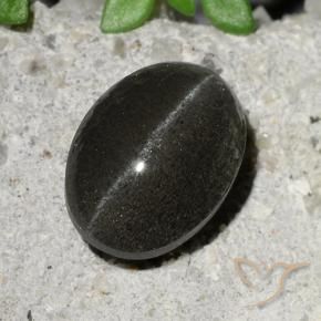 2.15 ct Black Cat's Eye Scapolite Stone, Natural Cat's Eye Scapolite in Oval Cabochon Shape for Sale