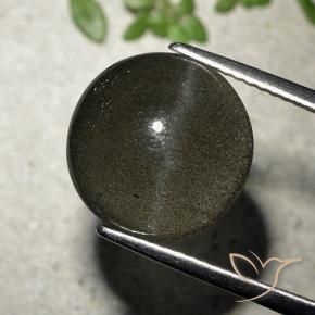 6.50 ct Black Cat's Eye Scapolite Stone, Natural Cat's Eye Scapolite in Round Cabochon Shape for Sale
