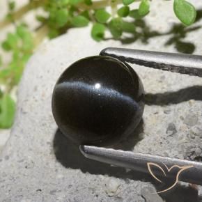 2.60 ct Black Cat's Eye Scapolite Stone, Natural Cat's Eye Scapolite in Round Cabochon Shape for Sale