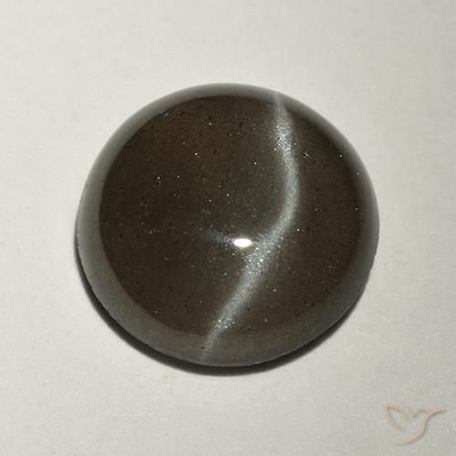 9,1mm Scapolite effetto occhio di gatto nero taglio rotondo dal Madagascar, peso di 2,34 ct, pietra preziosa naturale non trattati in purezza Translucent, 1 pezzo Scapolite effetto occhio di gatto Cabochon rotondo - Colore: Nero, durezza Mohs di 5,5 - 6 , Photo A