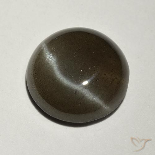 2.34 ct Black Cat's Eye Scapolite Stone, Natural Cat's Eye Scapolite in Round Cabochon Shape for Sale