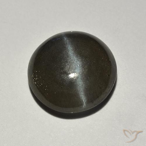 2.01 ct Black Cat's Eye Scapolite Stone, Natural Cat's Eye Scapolite in Round Cabochon Shape for Sale