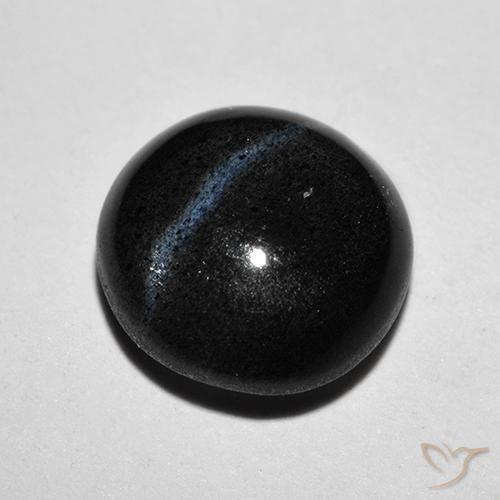 2.48 ct Black Cat's Eye Scapolite Stone, Natural Cat's Eye Scapolite in Round Cabochon Shape for Sale