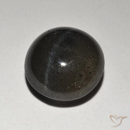 2.34 ct Black Cat's Eye Scapolite Stone, Natural Cat's Eye Scapolite in Round Cabochon Shape for Sale