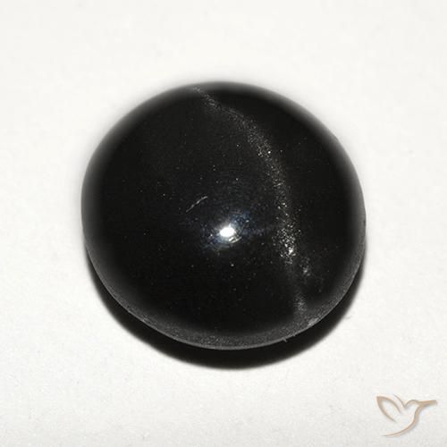 3.89 ct Black Cat's Eye Scapolite Stone, Natural Cat's Eye Scapolite in Round Cabochon Shape for Sale