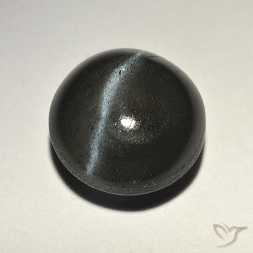 2.82 ct Black Cat's Eye Scapolite Stone, Natural Cat's Eye Scapolite in Round Cabochon Shape for Sale