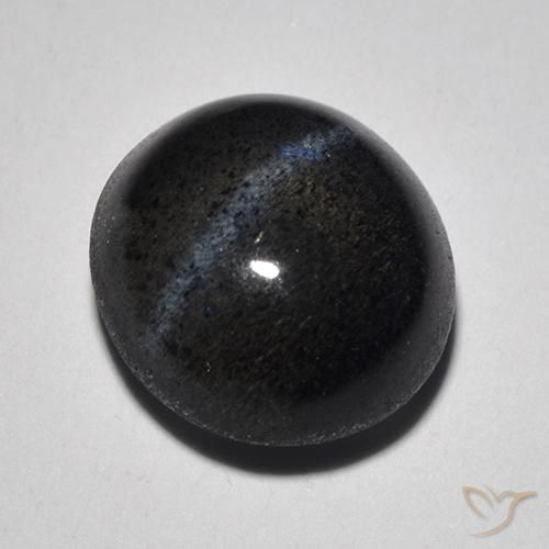 2.05 ct Black Cat's Eye Scapolite Stone, Natural Cat's Eye Scapolite in Round Cabochon Shape for Sale