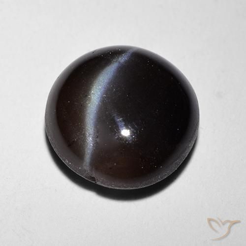 2.29 ct Black Cat's Eye Scapolite Stone, Natural Cat's Eye Scapolite in Round Cabochon Shape for Sale