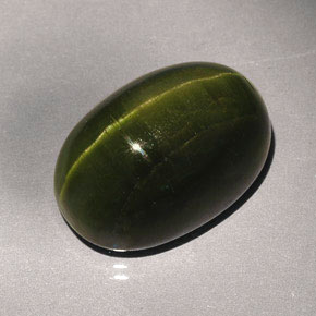 23.57 ct Green Cat's Eye Tourmaline Stone, Natural Cat's Eye Tourmaline in Oval Cabochon Shape for Sale