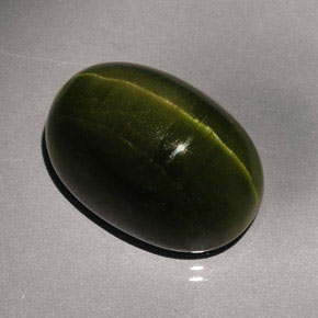 Cat's Eye Tourmaline Gemstone in 19.7 x 13.5 mm Size for Sale, Cat's Eye Tourmaline Stone in Deep Green Color