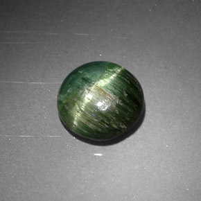 0.87 ct Green Cat's Eye Tourmaline Gemstone, Cat's Eye Tourmaline Gem in Round Cabochon Shape for Sale.
