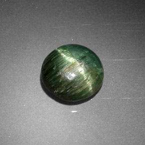 0.87 ct Green Cat's Eye Tourmaline Stone, Natural Cat's Eye Tourmaline in Round Cabochon Shape for Sale