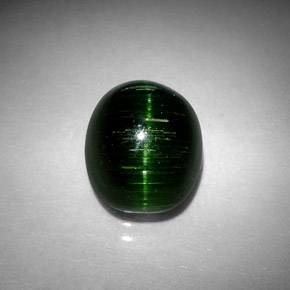 4.67 ct Green Cat's Eye Tourmaline Stone, Natural Cat's Eye Tourmaline in Oval Cabochon Shape for Sale