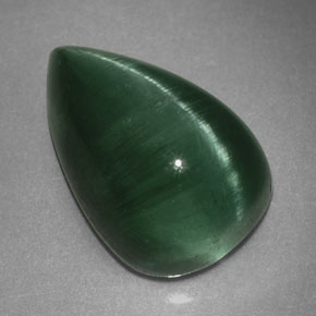 2.46 ct Green Cat's Eye Tourmaline Stone, Natural Cat's Eye Tourmaline in Pear Cabochon Shape for Sale