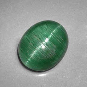 2.09 ct Green Cat's Eye Tourmaline Stone, Natural Cat's Eye Tourmaline in Oval Cabochon Shape for Sale