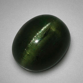 Cat's Eye Tourmaline Gemstone in 12 x 10 mm (calibrated) Size for Sale, Cat's Eye Tourmaline Stone in Deep Green Color
