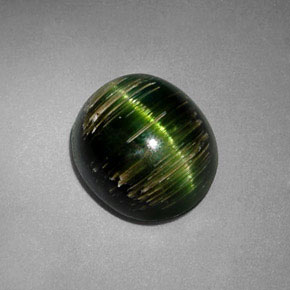 3.24 ct Green Cat's Eye Tourmaline Stone, Natural Cat's Eye Tourmaline in Oval Cabochon Shape for Sale