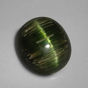 3.24 ct Green Cat's Eye Tourmaline Stone, Natural Cat's Eye Tourmaline in Oval Cabochon Shape for Sale
