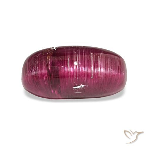 4.57 ct Purple Cat's Eye Tourmaline Gemstone, Cat's Eye Tourmaline Gem in Cushion Cabochon Shape for Sale.