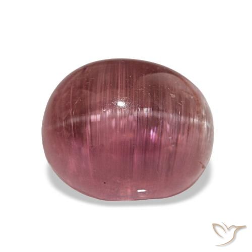 7.02 ct Pink Cat's Eye Tourmaline Gemstone, Cat's Eye Tourmaline Gem in Oval Cabochon Shape for Sale.