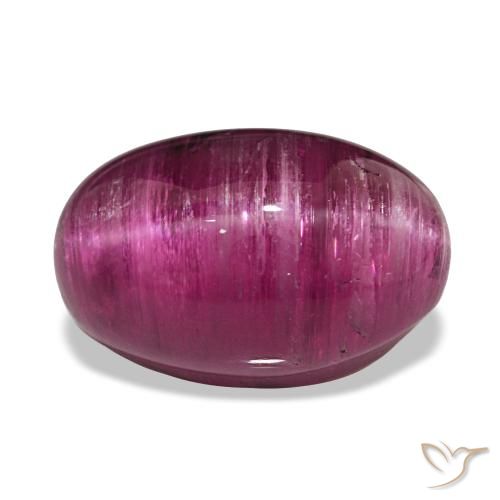 14.28 ct Purple Cat's Eye Tourmaline Gemstone, Cat's Eye Tourmaline Gem in Oval Cabochon Shape for Sale.