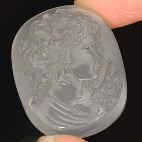 64.46 ct White Chalcedony Stone, Natural Chalcedony in Carved Cameo Shape for Sale
