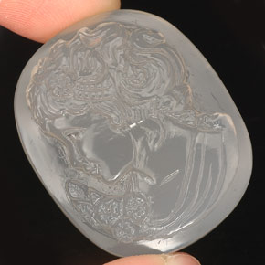 Chalcedony Gemstone in 31.4 x 25.8 mm Size for Sale, Chalcedony Stone in White Color