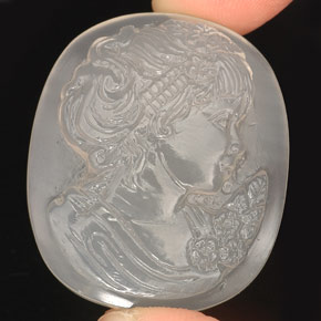 64.73 ct White Chalcedony Gemstone, Chalcedony Gem in Carved Cameo Shape for Sale.