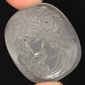 64.73 ct White Chalcedony Stone, Natural Chalcedony in Carved Cameo Shape for Sale