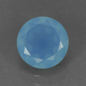 1.07 ct Blue Chalcedony Gemstone, Chalcedony Gem in Round Facet Shape for Sale.