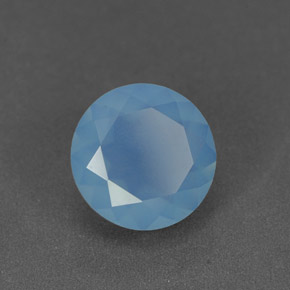 1.07 ct Blue Chalcedony Stone, Natural Chalcedony in Round Facet Shape for Sale