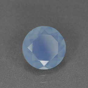 0.99 ct Blue Chalcedony Stone, Natural Chalcedony in Round Facet Shape for Sale