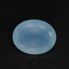 2.25 ct Blue Chalcedony Gemstone, Chalcedony Gem in Oval Facet Shape for Sale.
