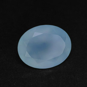 2.25 ct Blue Chalcedony Stone, Natural Chalcedony in Oval Facet Shape for Sale