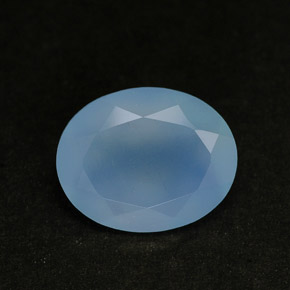 2.25 ct Blue Chalcedony Gemstone, Chalcedony Gem in Oval Facet Shape for Sale.