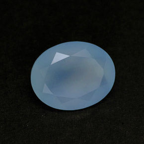 2.25 ct Blue Chalcedony Stone, Natural Chalcedony in Oval Facet Shape for Sale