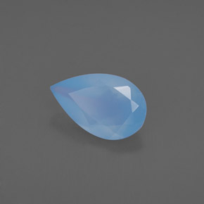 0.64 ct Blue Chalcedony Stone, Natural Chalcedony in Pear Facet Shape for Sale