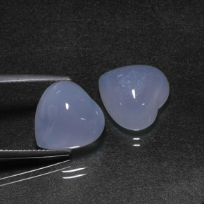 13.52 ct Blue Chalcedony Stone, Natural Chalcedony in Heart Cabochon Shape for Sale