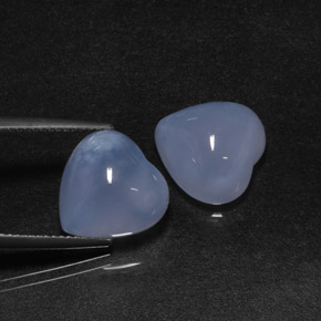 13.18 ct Blue Chalcedony Stone, Natural Chalcedony in Heart Cabochon Shape for Sale