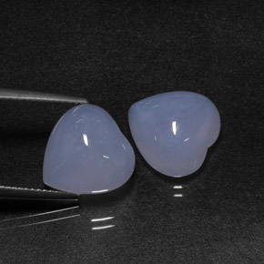 13.98 ct Blue Chalcedony Stone, Natural Chalcedony in Heart Cabochon Shape for Sale
