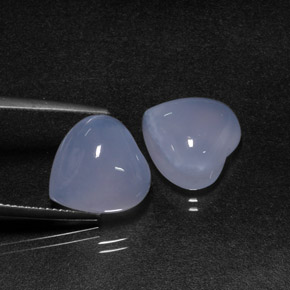 13.16 ct Blue Chalcedony Stone, Natural Chalcedony in Heart Cabochon Shape for Sale