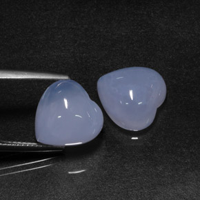 13.37 ct Blue Chalcedony Stone, Natural Chalcedony in Heart Cabochon Shape for Sale