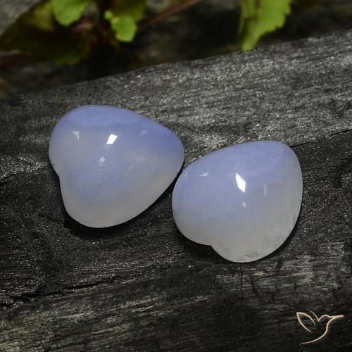 13.37 ctw Violet Chalcedony Stones, Natural Chalcedony in Heart Cabochon Shape for Sale
