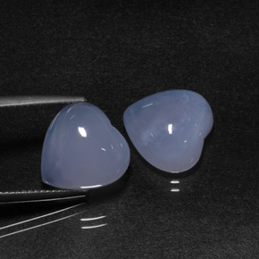 12.83 ct Blue Chalcedony Gemstone, Chalcedony Gem in Heart Cabochon Shape for Sale.